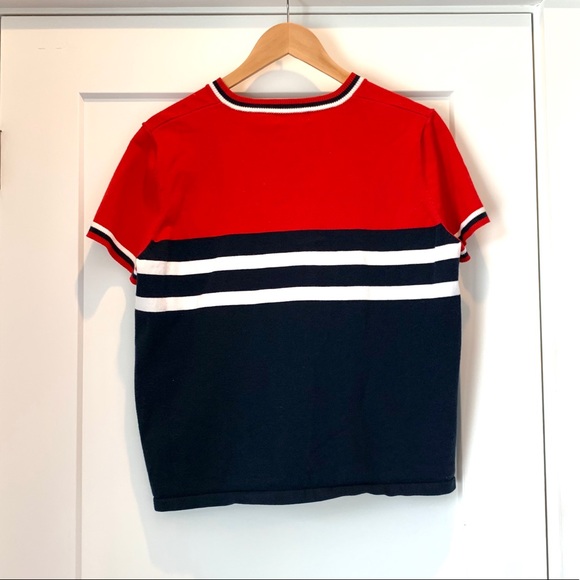 Vintage shortsleeved USA red white & blue sweater - Picture 4 of 7